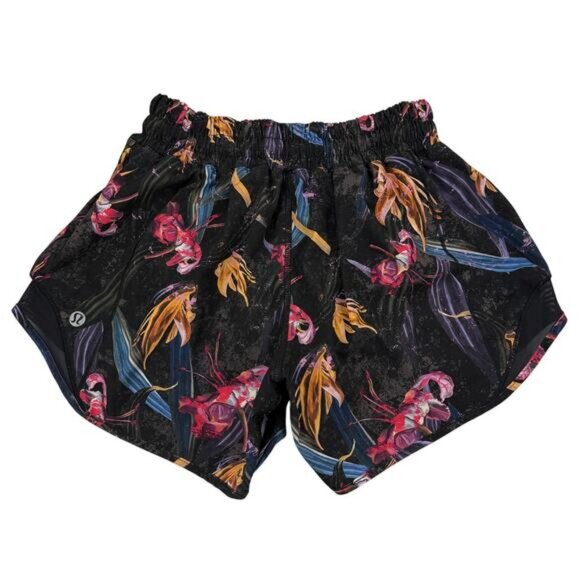 LULULEMON Hotty Hot Low-Rise Lined Short 4" Size 2 Veiled Floral Black Multi - Picture 5 of 7